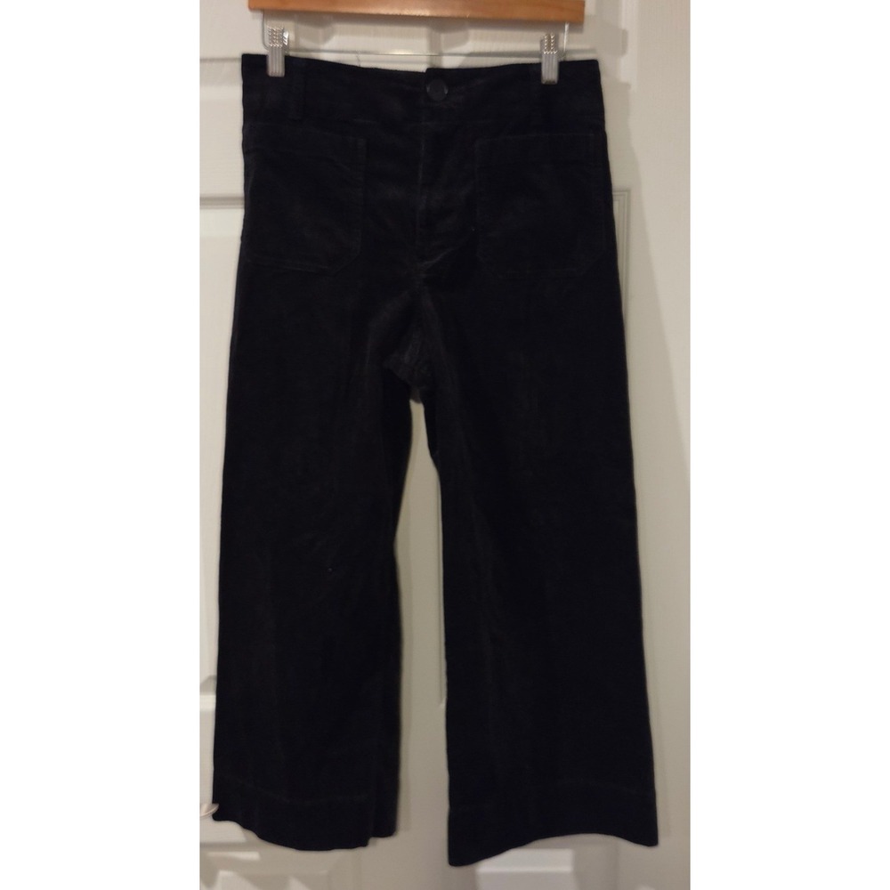 Maeve Anthro Colette Corduroy Crop Wide Leg Pants Black High Rise 28 Petite - Picture 3 of 10